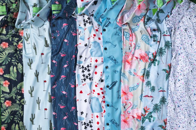 Con.Struct is part of an established apparel company, branching out this year into the golf market with colorful fabrics and designs at $78 each per polo shirt. SUBMITTED PHOTO